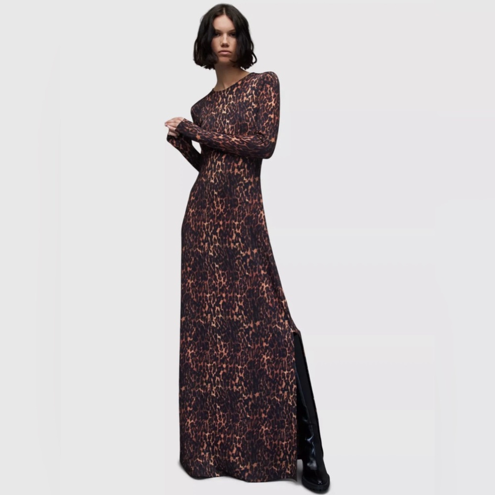 Elegant Leopard Print Maxi Dress NWOT